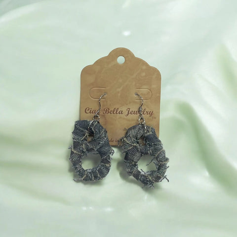 Upcycled Denim & Soda Tab Dangle Earrings 2.5 Inch Lightweight Boho Style | Michelle Marie Boutique Made in USA Michelle Marie Boutique  Earrings