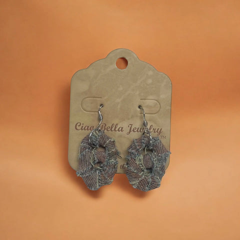Upcycled Denim & Soda Tab Dangle Earrings 2.5 Inch Lightweight Boho Style | Michelle Marie Boutique Made in USA Michelle Marie Boutique  Earrings
