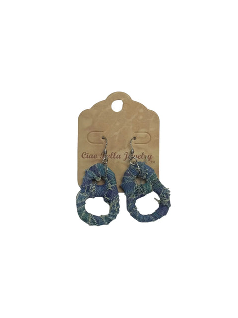 Upcycled Denim & Soda Tab Dangle Earrings 2.5 Inch Lightweight Boho Style | Michelle Marie Boutique Made in USA Michelle Marie Boutique  Earrings