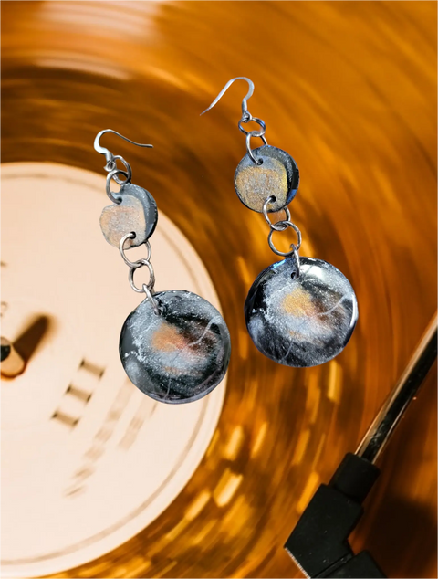 Upcycled Vinyl Record Earrings – Handcrafted Cancer Awareness Jewelry | Made in USA by Ciao Bella Collection Michelle Marie Boutique  Earrings