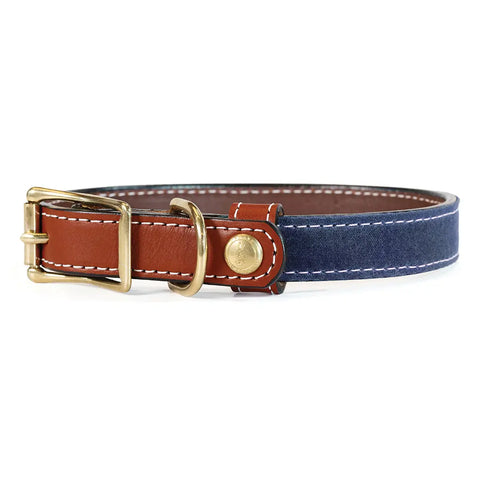 Upland & Downstream Countryside Dog Collar – Durable Bridle Leather & Waxed Canvas | Made in USA Auburn Leathercrafters  item