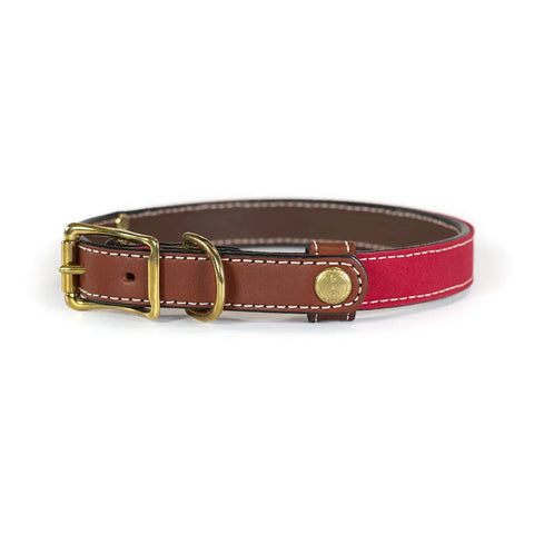 Upland & Downstream Countryside Dog Collar – Durable Bridle Leather & Waxed Canvas | Made in USA Auburn Leathercrafters  item