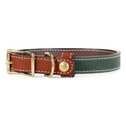 Upland & Downstream Countryside Dog Collar – Durable Bridle Leather & Waxed Canvas | Made in USA Auburn Leathercrafters  item