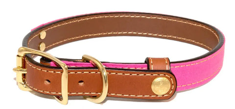 Upland & Downstream Countryside Dog Collar – Durable Bridle Leather & Waxed Canvas | Made in USA Auburn Leathercrafters  item