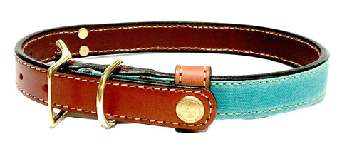 Upland & Downstream Countryside Dog Collar – Durable Bridle Leather & Waxed Canvas | Made in USA Auburn Leathercrafters  item