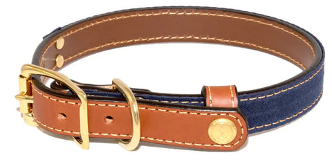 Upland & Downstream Countryside Dog Collar – Durable Bridle Leather & Waxed Canvas | Made in USA Auburn Leathercrafters  item