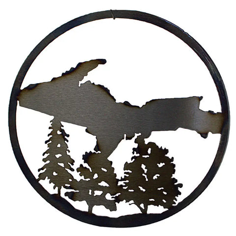 Upper Peninsula Metal Wall Art – Rustic Circle Decor | Made in USA Knights Home Decor  item