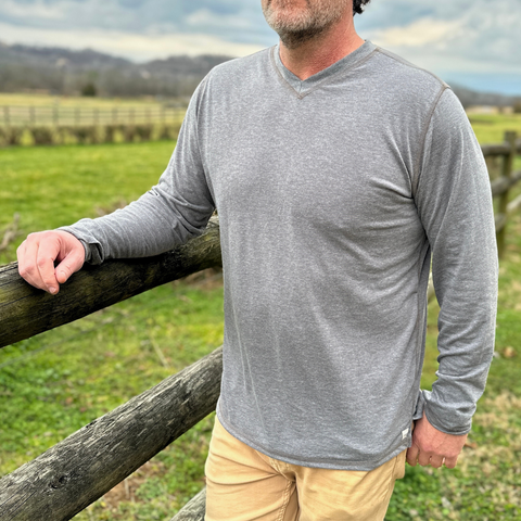 Gray V Neck Pullover Sweatshirt – Soft Stretch Fabric | Made in USA Wilson Lane Apparel  shirt