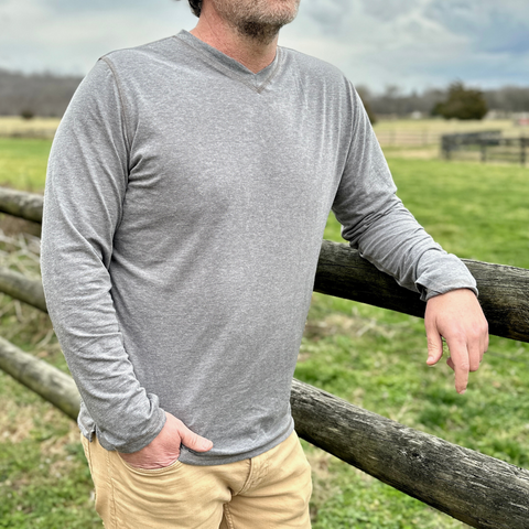 Gray V Neck Pullover Sweatshirt – Soft Stretch Fabric | Made in USA Wilson Lane Apparel  shirt