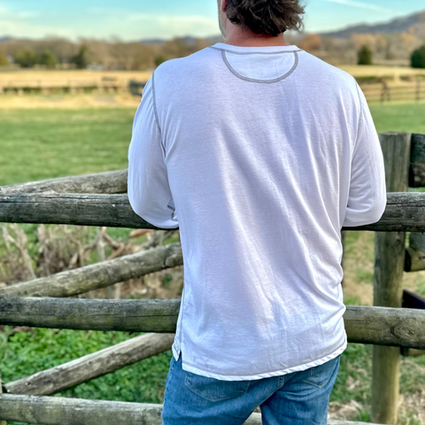 Wilson Lane White V Neck Pullover – Lightweight Long Sleeve Shirt | Made in USA Wilson Lane Apparel  shirt