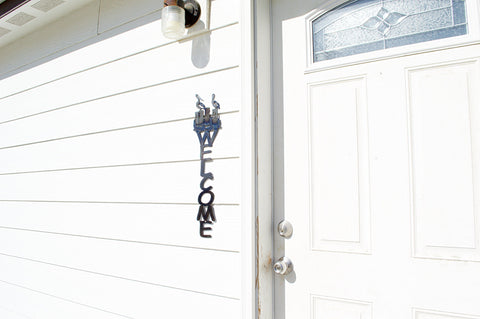 Handcrafted Angel Welcome Sign Rustic Door Decor – Made in USA | Veteran Owned Family Workshop Knights Home Decor  item