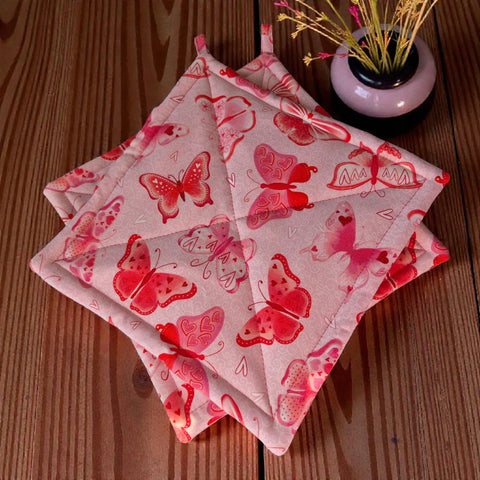 Valentine's Butterflies - Pot Holders (Set of 2) Frances Farm & Craft LLC  Pot holders