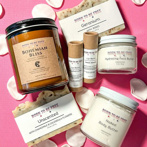 Valentines Day Large Personal Care Gift Set – Clean Skin Essentials with Hydrating Face Butter & Natural Soap | Made in USA Born to be Free  gift set