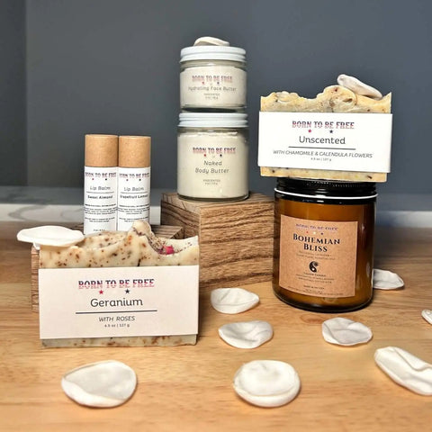 Valentines Day Large Personal Care Gift Set – Clean Skin Essentials with Hydrating Face Butter & Natural Soap | Made in USA Born to be Free  gift set