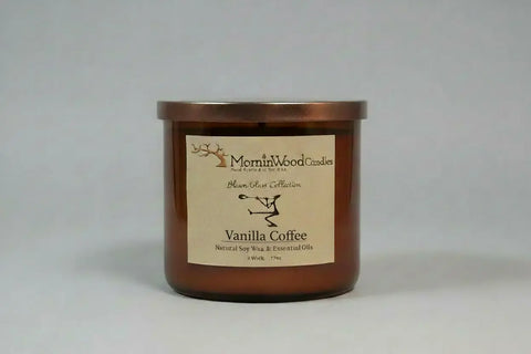 Vanilla Coffee-Soy 3-Wick Blown Glass Collection MorninWood Candles  3 Wick Candle
