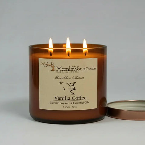 Vanilla Coffee Soy Wax 3-Wick Candle 17oz – Handcrafted Home Fragrance – Long-Lasting Burn | Made in USA MorninWood Candles  3 Wick Candle