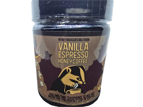 Vanilla Espresso Honey Coffee Blend – Rich Instant Brew with Real Tahitian Vanilla | Made in USA Honey Badgers Bee Farm  All Natural Coffee