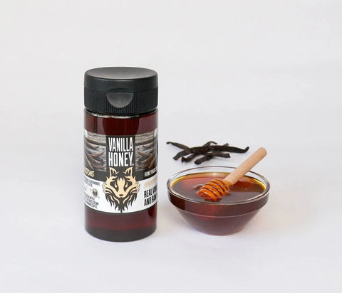 Vanilla Infused Raw Honey 10oz – Gourmet Natural Sweetener Made with Tahitian Beans | Made in USA Honey Badgers Bee Farm  Honey
