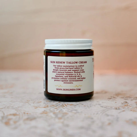 Vanille en Rose Skin Renew Tallow Cream 4oz or 2oz jar – Botanical Anti-Aging Moisturizer | Made in USA Skin Linen 