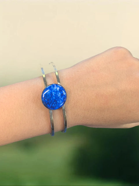 Versatile Silver Cuff Bracelet With Blue Glass Accent Michelle Marie Boutique  Bracelet