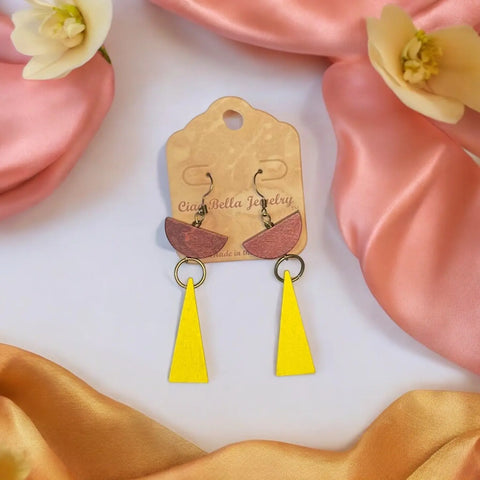 Vibrant Geometric Half Circle and Triangle Drop Earrings – Colorful Statement Jewelry | Made in USA by Michelle Marie Boutique Michelle Marie Boutique  Earrings