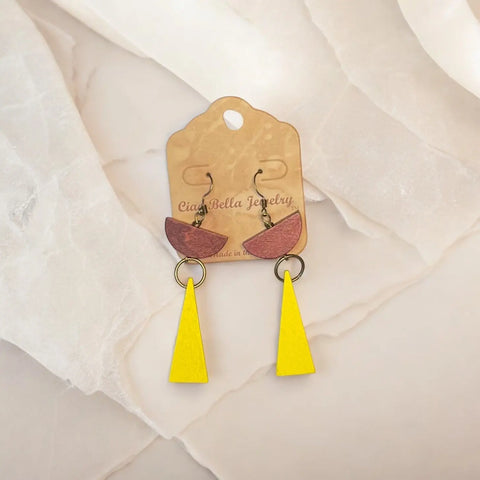 Vibrant Geometric Half Circle and Triangle Drop Earrings – Colorful Statement Jewelry | Made in USA by Michelle Marie Boutique Michelle Marie Boutique  Earrings