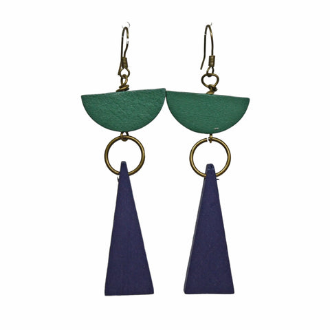 Vibrant Geometric Half Circle and Triangle Drop Earrings – Colorful Statement Jewelry | Made in USA by Michelle Marie Boutique Michelle Marie Boutique  Earrings