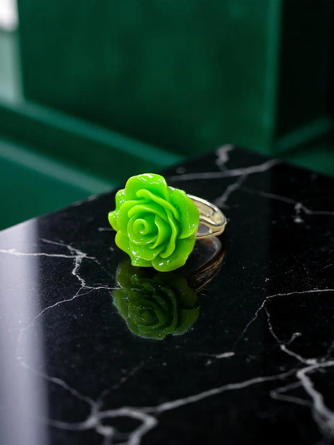 Vibrant Rose Blossom Ring | a Petal-Perfect Pop of Color Michelle Marie Boutique  Rings