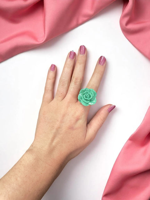 Vibrant Rose Blossom Ring | a Petal-Perfect Pop of Color Michelle Marie Boutique  Rings