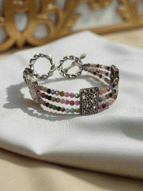 Vibrant Tourmaline Triple Strand Bracelet | a Gemstone Delight Michelle Marie Boutique  Bracelet