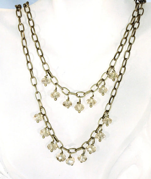 Victorian-Inspired Double Strand Crystal Necklace 18-22 Inch Adjustable Length – Elegant Jewelry | Made in USA Michelle Marie Boutique  Necklace