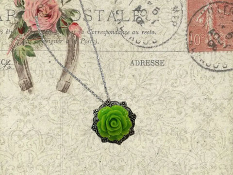 Victorian Rose Pendant Necklace 0.7 Inch 3D Floral Design – Adjustable Silver Chain | Wedding Jewelry Made in USA Michelle Marie Boutique  Necklaces