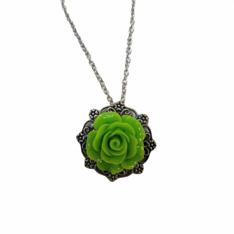 Victorian Rose Pendant Necklace 0.7 Inch 3D Floral Design – Adjustable Silver Chain | Wedding Jewelry Made in USA Michelle Marie Boutique  Necklaces