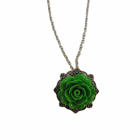 Victorian Rose Pendant Necklace 0.7 Inch 3D Floral Design – Adjustable Silver Chain | Wedding Jewelry Made in USA Michelle Marie Boutique  Necklaces
