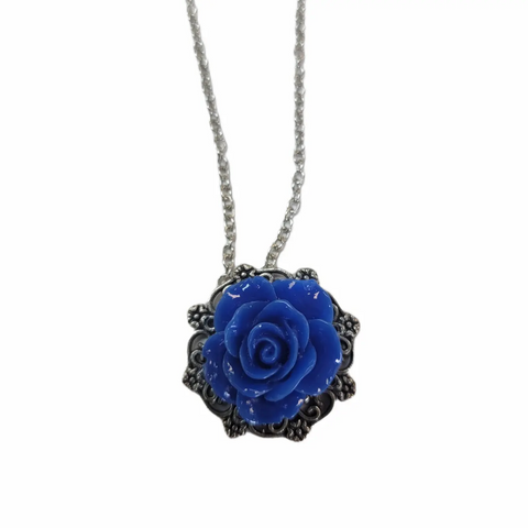 Victorian Rose Pendant Necklace 0.7 Inch 3D Floral Design – Adjustable Silver Chain | Wedding Jewelry Made in USA Michelle Marie Boutique  Necklaces