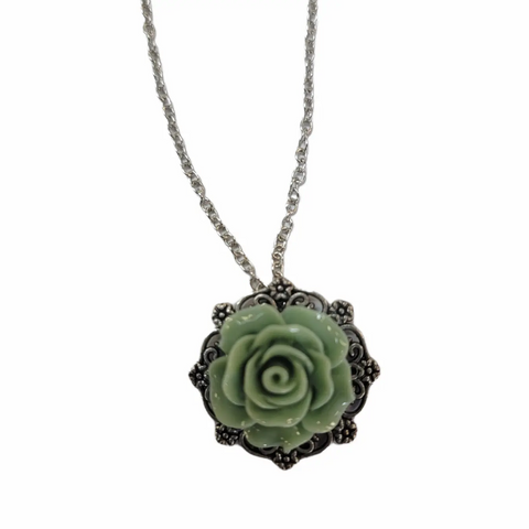 Victorian Rose Pendant Necklace 0.7 Inch 3D Floral Design – Adjustable Silver Chain | Wedding Jewelry Made in USA Michelle Marie Boutique  Necklaces