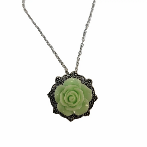 Victorian Rose Pendant Necklace 0.7 Inch 3D Floral Design – Adjustable Silver Chain | Wedding Jewelry Made in USA Michelle Marie Boutique  Necklaces