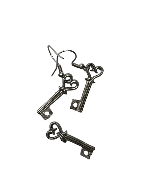Victorian Style Pewter Key Necklace and Earrings Set – 18 Inch Chain – Romantic Gift | Made in USA Michelle Marie Boutique  Jewelry Sets