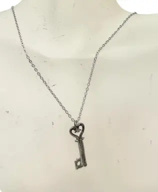 Victorian Style Pewter Key Necklace and Earrings Set – 18 Inch Chain – Romantic Gift | Made in USA Michelle Marie Boutique  Jewelry Sets