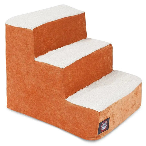 The Majestic Pet Villa 3 Step Pet Stairs (Heavy Duty) feature orange sides and white, textured steps to help dogs and cats easily reach higher surfaces.