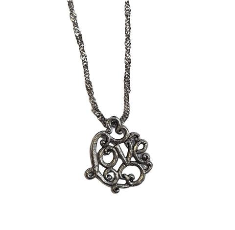 Vintage Filigree Love Charm Necklace 16 Inch Adjustable Chain – Pewter Pendant | Made in USA Handcrafted Jewelry Gift Michelle Marie Boutique  Necklace