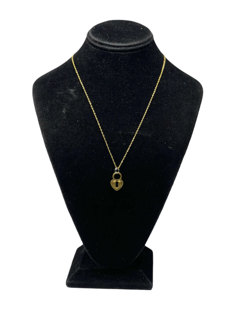 Vintage-Inspired Antique Gold Heart Lock Necklace – 18 Inch Adjustable Chain | Made in USA Michelle Marie Boutique  Necklace
