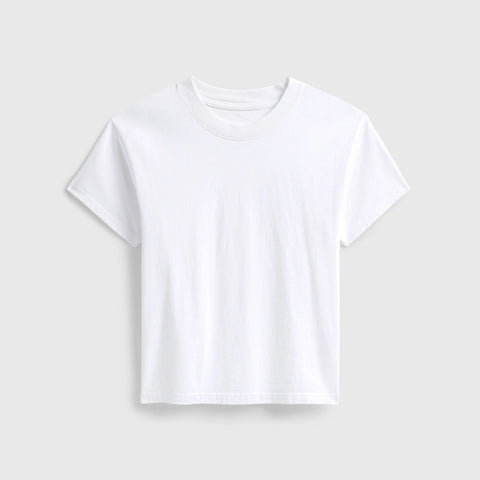 Vintage-Inspired Petite Cropped T-Shirt – Close Fit Daily Essential | Made in USA EcoCycle Cotton US Standard Apparel  SS SIDE SEAM TEE