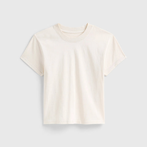 Vintage-Inspired Petite Cropped T-Shirt – Close Fit Daily Essential | Made in USA EcoCycle Cotton US Standard Apparel  SS SIDE SEAM TEE