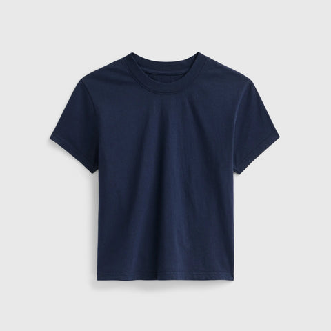 Vintage-Inspired Petite Cropped T-Shirt – Close Fit Daily Essential | Made in USA EcoCycle Cotton US Standard Apparel  SS SIDE SEAM TEE