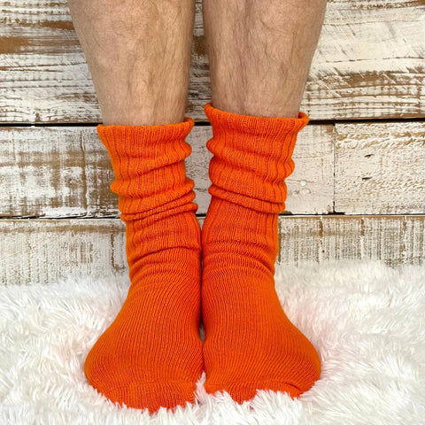 Vintage Style Orange Cotton Crew Socks – Breathable Natural Fibers | Made in USA Comfortable Fit Catherine Cole  socks