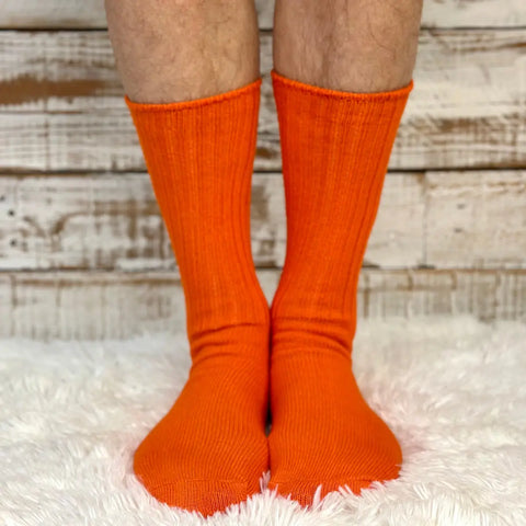 Vintage Style Orange Cotton Crew Socks – Breathable Natural Fibers | Made in USA Comfortable Fit Catherine Cole  socks
