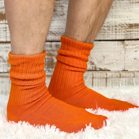 Vintage Style Orange Cotton Crew Socks – Breathable Natural Fibers | Made in USA Comfortable Fit Catherine Cole  socks