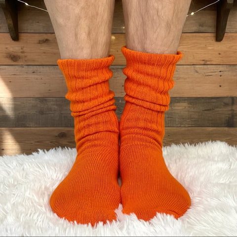 Vintage Style Orange Cotton Crew Socks – Breathable Natural Fibers | Made in USA Comfortable Fit Catherine Cole  socks