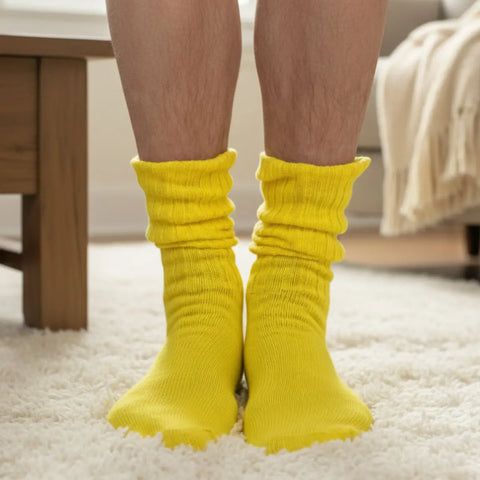 Vintage Style Yellow Cotton Crew Socks – Breathable Fit | Made in USA From Natural Fiber Catherine Cole  socks